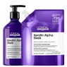 L’Oréal Professionnel CombiDeal – Keratin Alpha Sleek | Shampooing 500 ML & Recharge de Shampooing 500 ML – pour cheveux bouclés ou frisottants