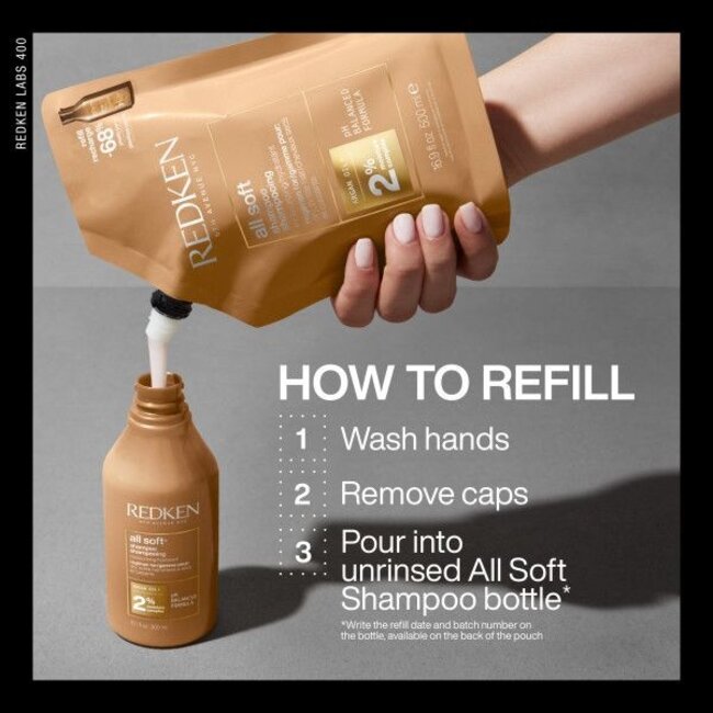 Redken CombiDeal - All Soft | Shampoo 300 ML & Shampoo Refill 500 ML - voor droog- of door zon beschadigd haar
