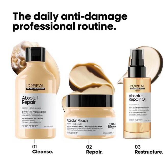 L’Oréal Professionnel CombiDeal - Absolut Repair Gold - Shampoo 300 ML & Masker 250 ML | voor beschadigd- of onhandelbaar haar