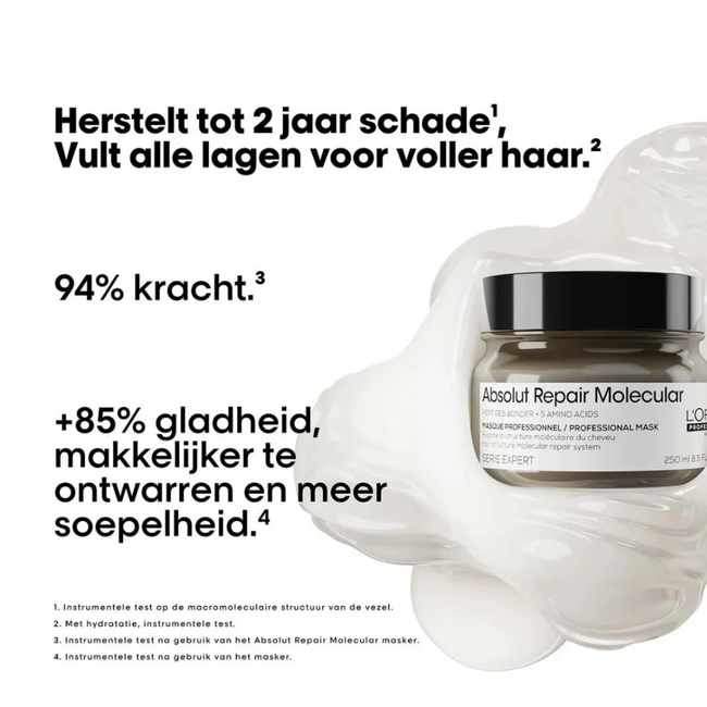 L’Oréal Professionnel CombiDeal - Absolut Repair Molecular - Shampoo 500 ML & Masker 500 ML | voor beschadigd- of onhandelbaar haar