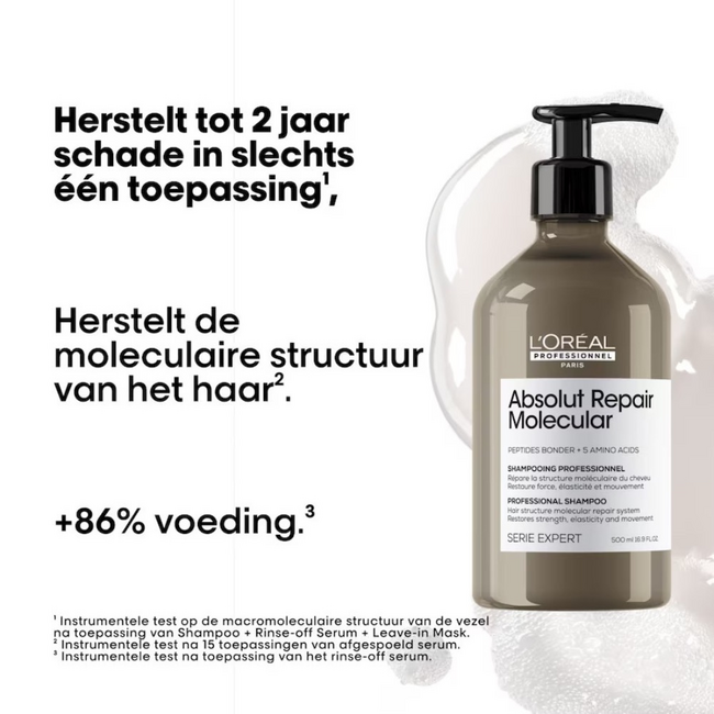 L’Oréal Professionnel CombiDeal - Absolut Repair Molecular - Shampoo 500 ML & Shampoo Refill 500 ML | voor beschadigd- of onhandelbaar haar