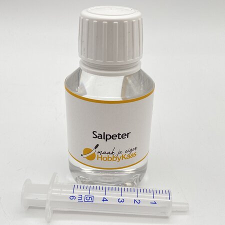 Hobby Kaas Salpeter 100 ml voor kaas – natriumnitraat E251 / kaliumnitraat E252 met 6 ml doseerspuit