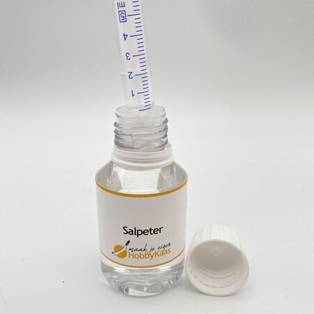 Hobby Kaas Salpeter 100 ml voor kaas – natriumnitraat E251 / kaliumnitraat E252 met 6 ml doseerspuit