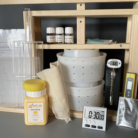 Hobby Kaas Grote complete Gouda kaasmaakset met pers | 2 kaaswielen van 2,5–3 kg