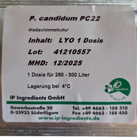 Eigen merk Penicillium candidum PC22 1D | Stabiele witschimmel voor Brie & Camembert