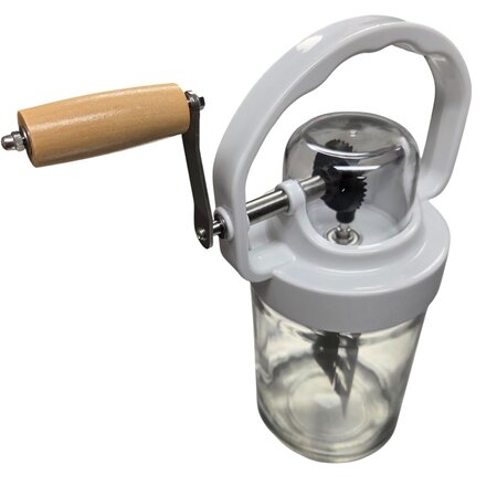 Eigen merk Botermaker Pro 1 liter – handmatige boterkarner met groot roerwerk en beschermkap