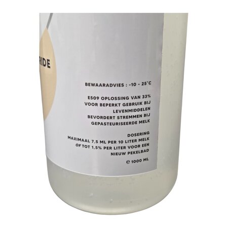 Hobby Kaas Calciumchloride 35% 1 liter – grootverpakking voor kaas maken en kaaspekel