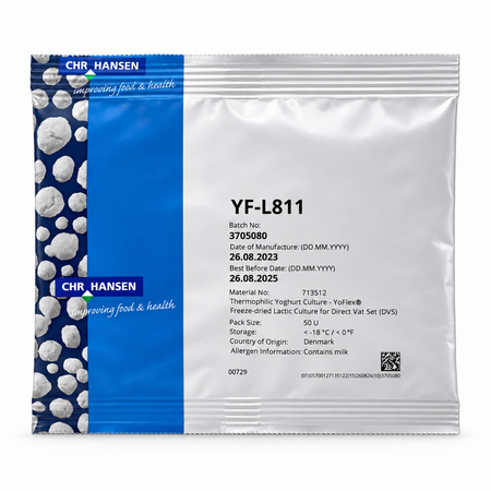 Chr. Hansen startculturen voor kaas, yoghurt en kefir Chr. Hansen YF-L811 50U | Zeer milde, dikke yoghurtcultuur