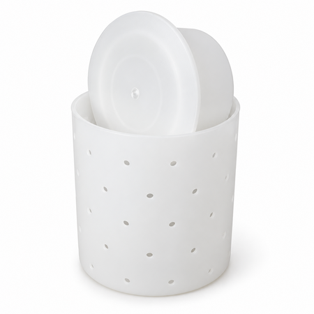 Eigen merk Mini cilinder kaasvorm met volger voor Gouda en Camembert | Tot 300 gram