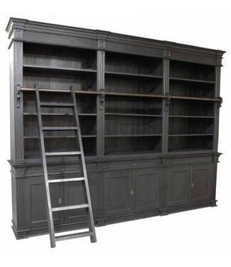 Kasten van de Koning Boekenkast zwart met trap Wageningen 300 x 240cm