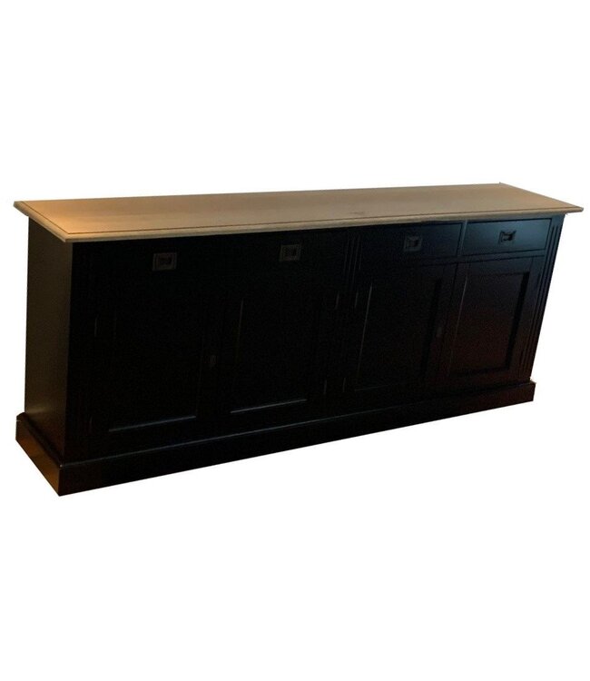 Dressoir zwart met eiken bovenblad Dronten 200cm