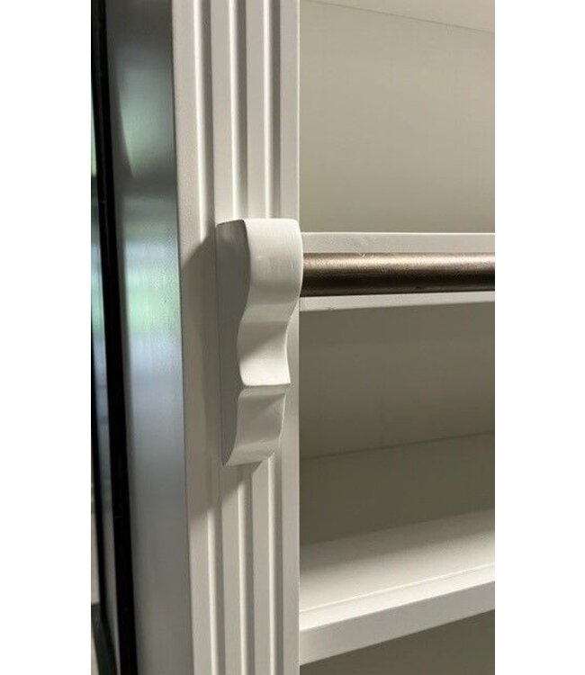 Boekenkast antraciet met eiken schappen en trap 300 x 240cm