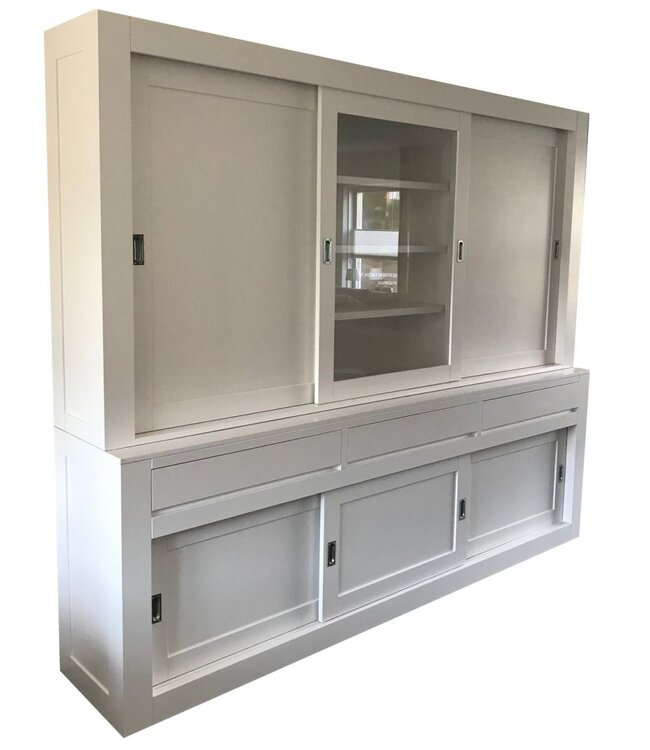 Buffetkast wit Vaassen greeploos 260cm dichte zijdeuren