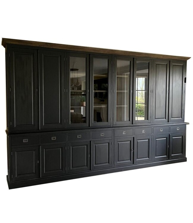 Buffetkast Dronten XL zwart - eiken 400 x 240cm dichte zijdeuren