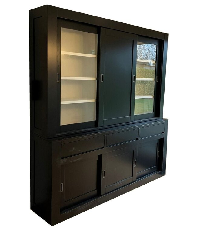 Buffetkast zwart Schagen 200cm dichte middendeur