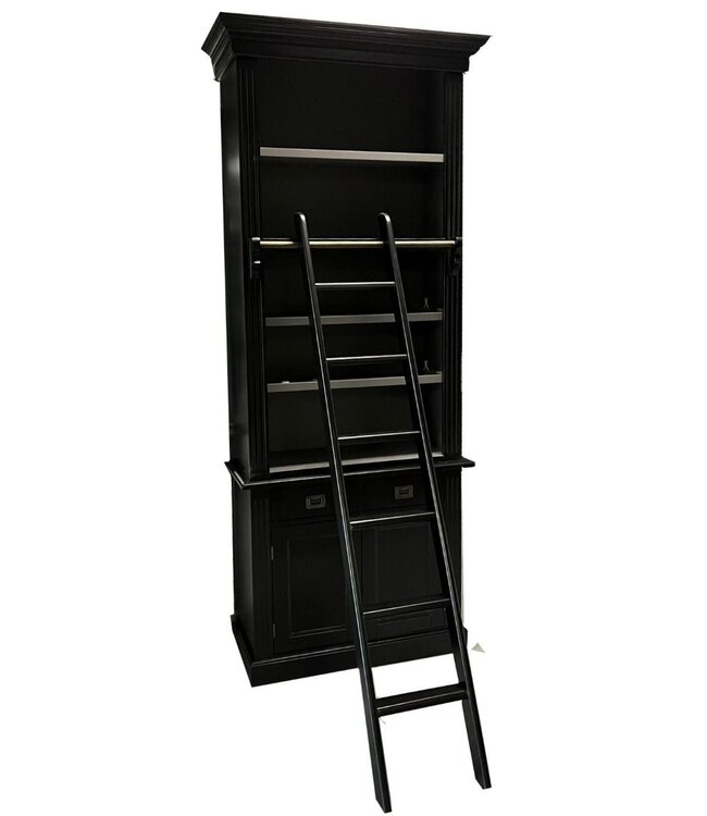 Boekenkast zwart - grijs met trap Reeuwijk 100 x 240cm
