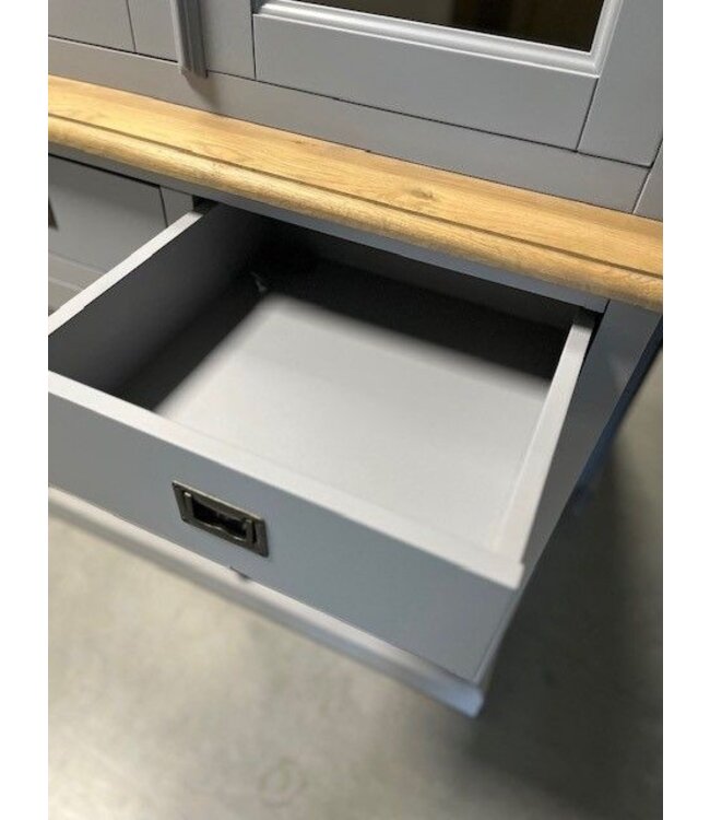 Buffetkast Dronten grijs met eiken lijsten en interieur 150cm