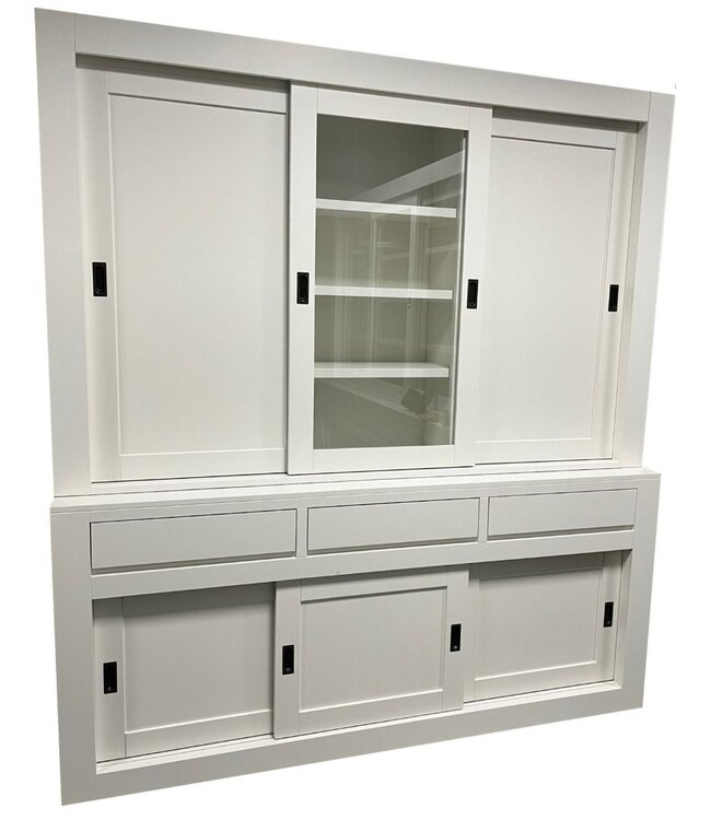 Buffetkast wit Vaassen greeploos 200cm dichte zijdeuren