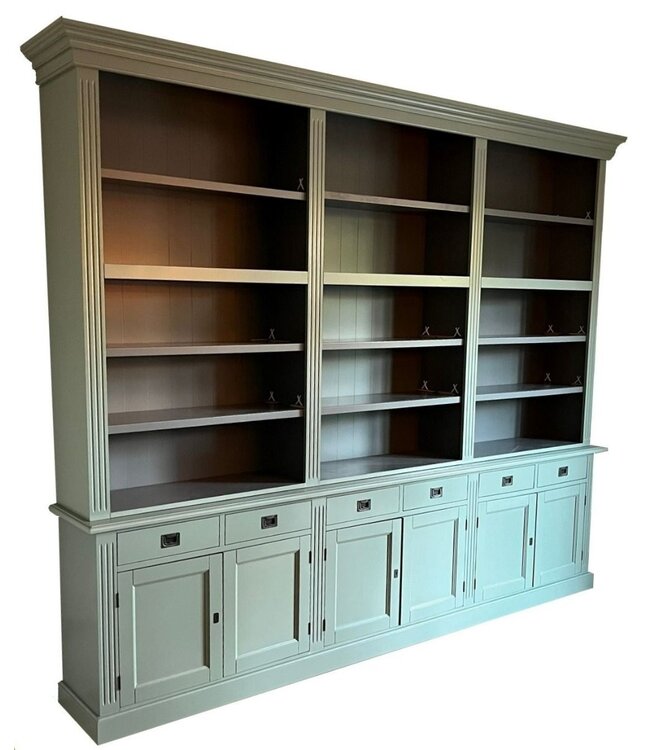 Boekenkast Engels groen - grijs Brummen 300 x 240cm