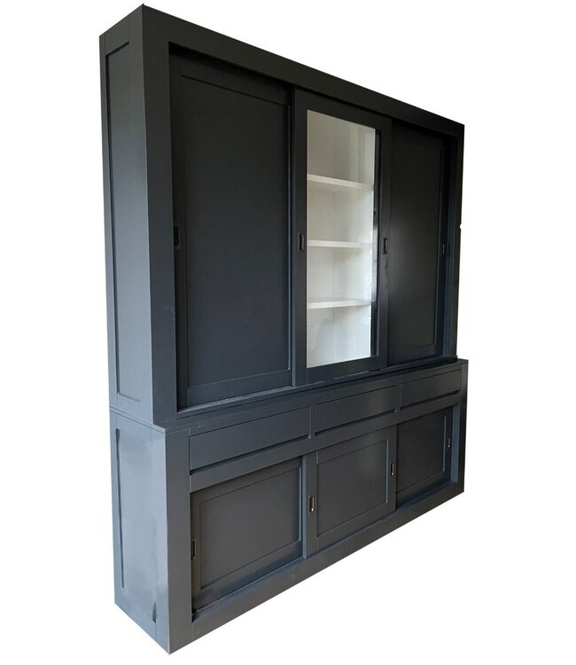 Buffetkast antraciet Vaassen 220 x 240 cm dichte zijdeuren
