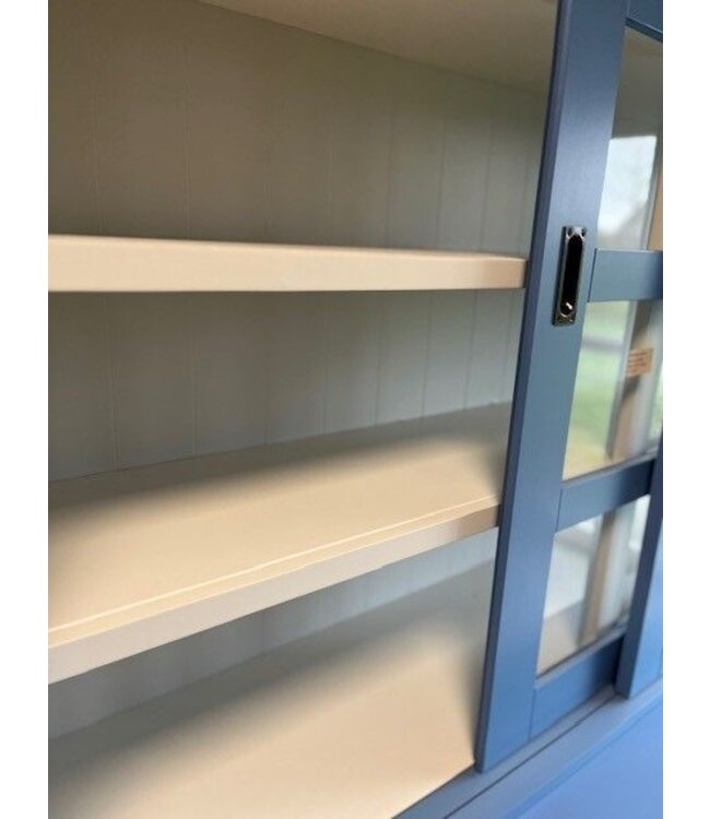 Buffetkast oud blauw – wit Hasselt 260cm