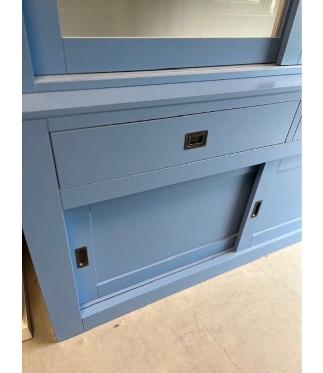 Buffetkast oud blauw – wit Hasselt 260cm