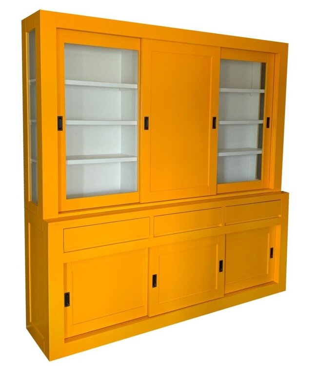 Buffetkast meloengeel Schagen 220cm dichte middendeur