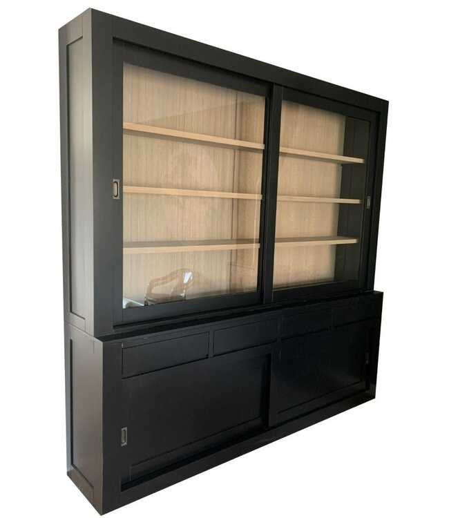 Buffetkast Design zwart met eiken interieur 240 x 240cm