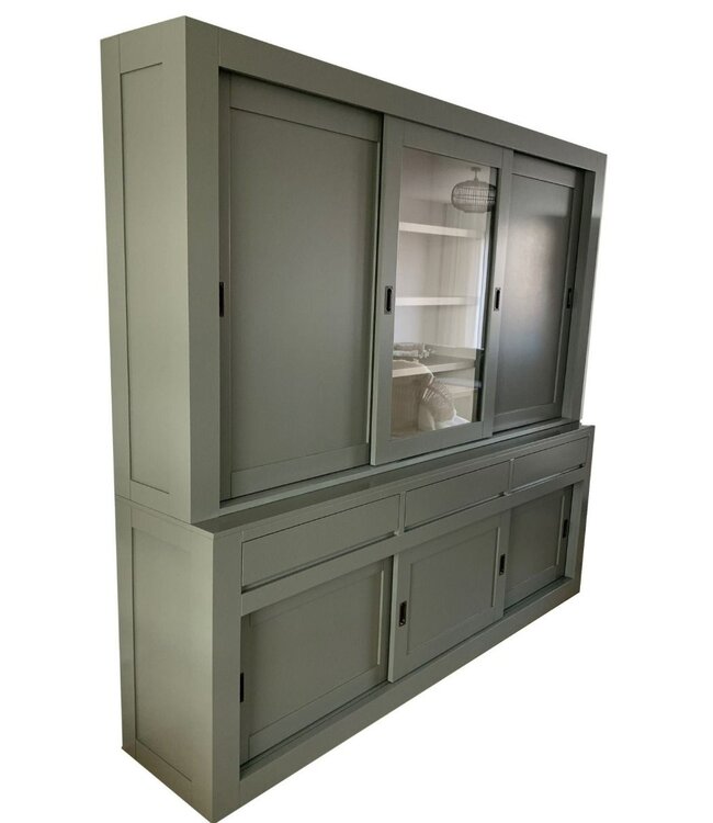 Buffetkast Engels groen Vaassen greeploos 220cm