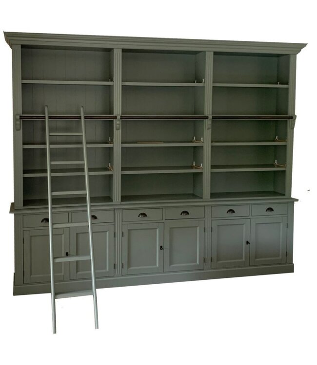 Boekenkast Engels groen met trap Reeuwijk XL 300 x 240cm