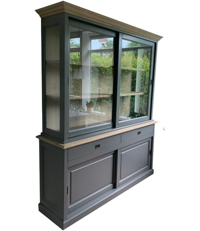 Buffetkast grijs Zaandam 180cm met eiken interieur