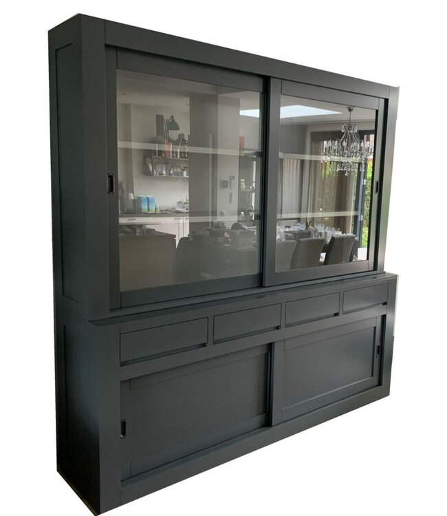 Buffetkast antraciet - grijs design 220cm soft close