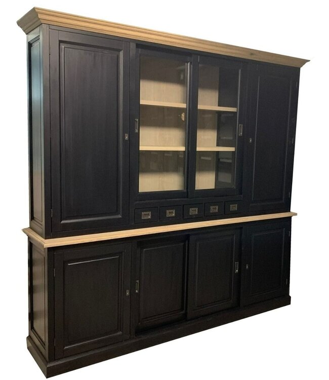 Buffetkast zwart -eiken interieur en lijsten Gieten 240 x 230cm