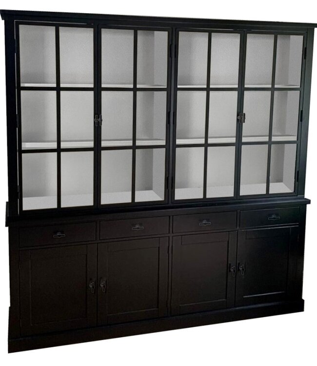 Buffetkast Soest zwart met stalen deuren 220cm