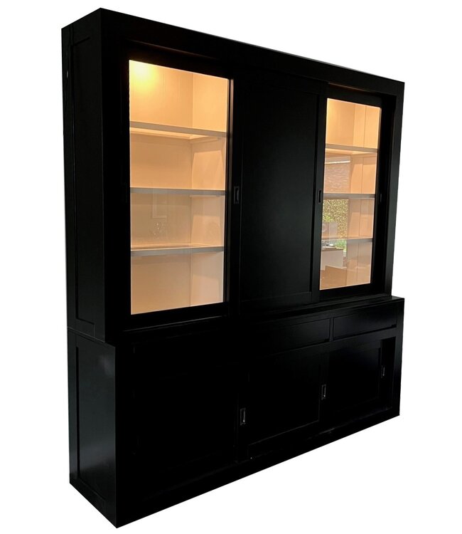 Buffetkast zwart Schagen 240 x 240cm dichte middendeur led verlichting