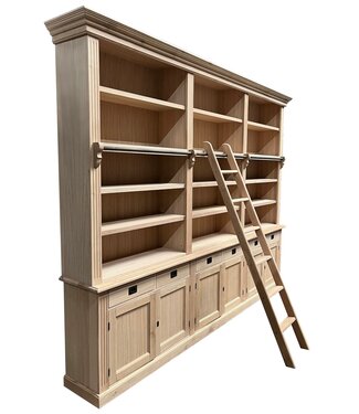 Kasten van de Koning Boekenkast eiken natuur met trap Reeuwijk XL 300 x 240cm