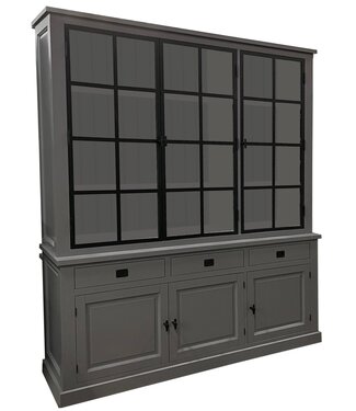 Kasten van de Koning Buffetkast Soest grijs - grijs met stalen deuren 200 x 240cm