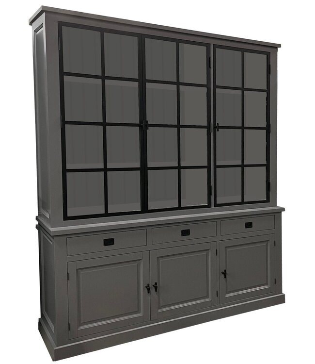 Buffetkast Soest grijs - grijs met stalen deuren 200 x 240cm