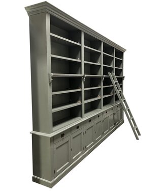 Kasten van de Koning Boekenkast XXXL Engels groen met trap Reeuwijk 400 x 260cm