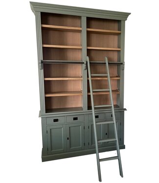 Kasten van de Koning Boekenkast Engels groen - eiken interieur met trap Reeuwijk  150 x 240cm