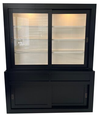 Kasten van de Koning Zwarte strakke buffetkast Design 180cm led verlichting