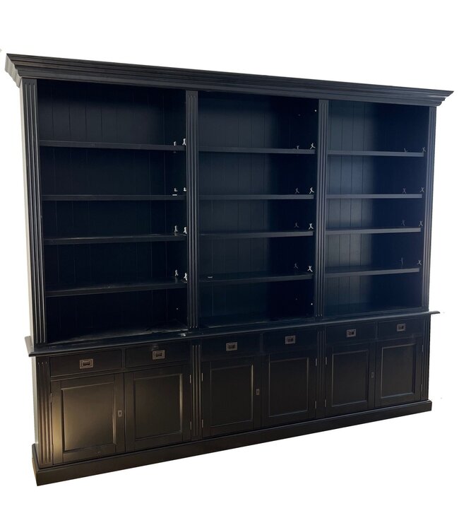 Boekenkast zwart Brummen 260 x 240cm
