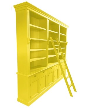 Kasten van de Koning Boekenkast geel – geel met trap Reeuwijk 300 x 240cm