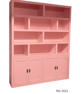 Kasten van de Koning Roze vakkenkast ongelijke vakken 200 x 240cm