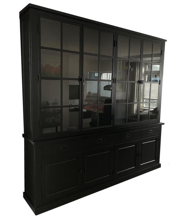 Buffetkast Soest zwart - zwart met stalen deuren 250 x 240cm