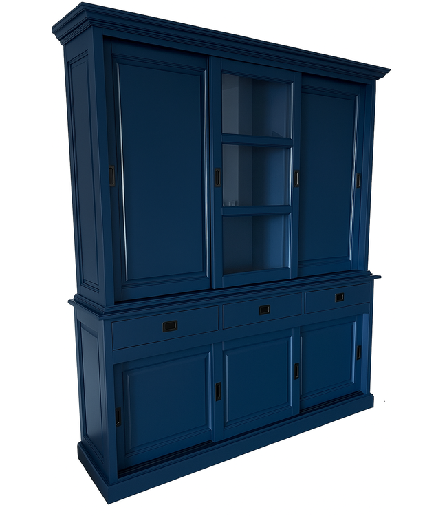 Buffetkast staalblauw Putten 200cm dichte zijdeuren