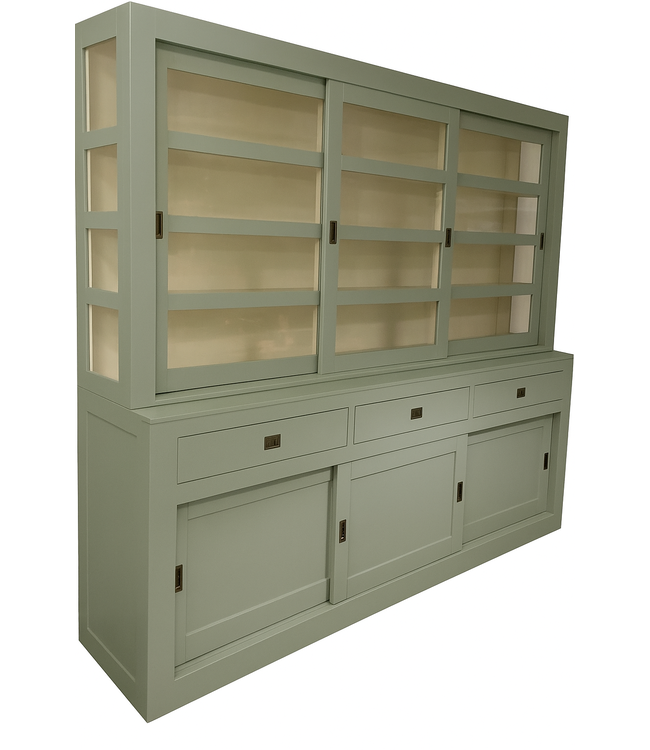 Buffetkast Engels groen  – wit Hasselt 260cm