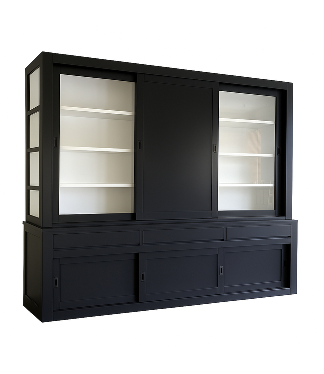 Buffetkast zwart Schagen 300 x 240cm dichte middendeur