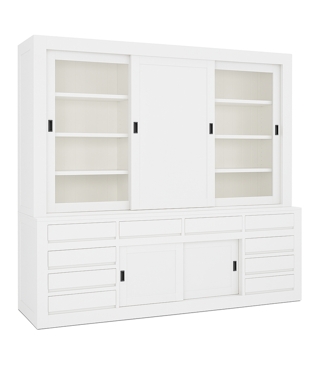 Buffetkast wit Meppel greeploos 240 x 220cm dichte middendeur