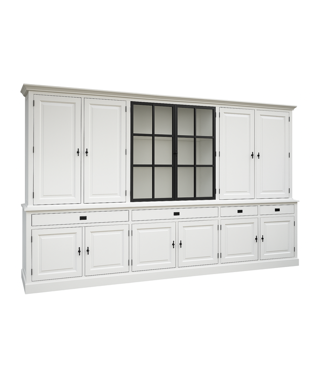 Buffetkast Soest  wit met stalen deuren 300cm dichte zijdeuren